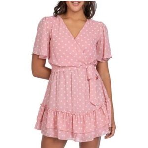 B. DARLIN Pink Polka Dot Ruffled  Dress Size 5/6